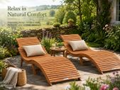 Set of 2 Foldable Wooden Sun Loungers FSC Acacia Garden Reclining Chairs with Ergonomic Design