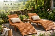 Set of 2 Foldable Wooden Sun Loungers FSC Acacia Garden Reclining Chairs with Ergonomic Design