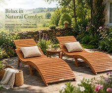 Set of 2 Foldable Wooden Sun Loungers FSC Acacia Garden Reclining Chairs with Ergonomic Design