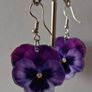 Purple Angel Floral Pansy Earrings Image 5