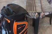 Dunlop golf clubs and bag with stand. Right handed clubs.