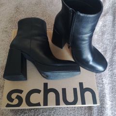 Black platform ankle boots
