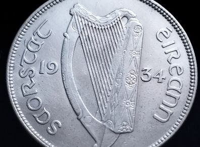 #577 - Ireland - 1934 - Half Crown - Silver - KM.8