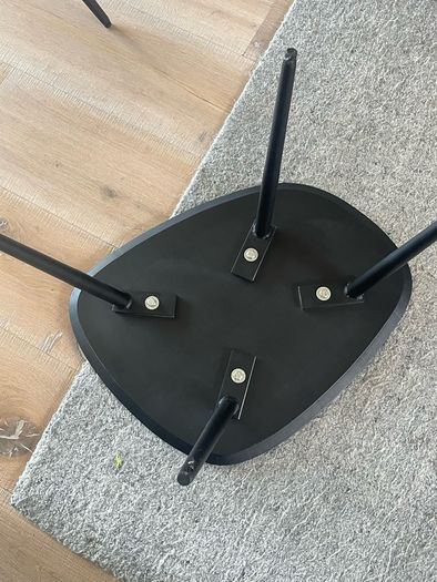 2 coffee tables in dark wood/ black legs. Unused. From Arnotts. Kidney shaped.