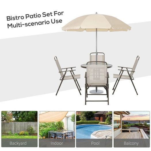 NEW SALE |  6 Pcs Bistro Set, Texteline-Black/Cream