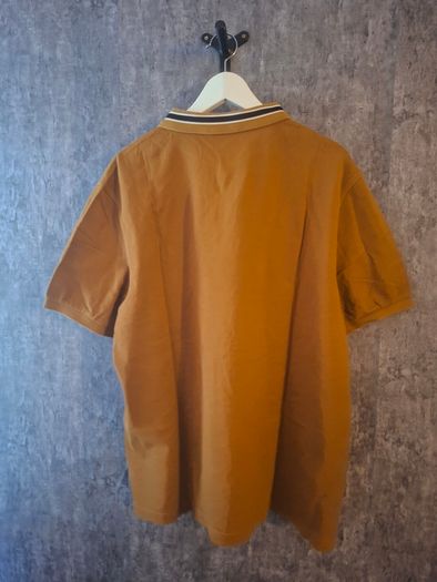 Fred Perry Polo Shirt XXL Mustard with Twin Tipped Black and White Collar