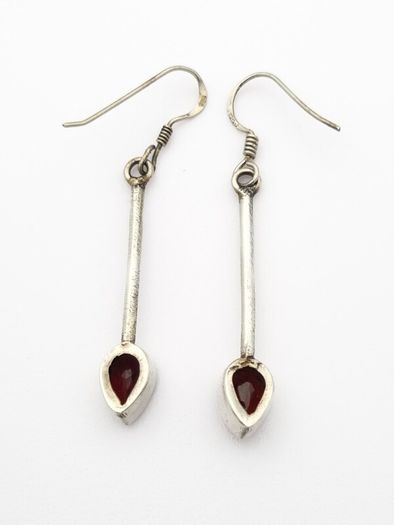 Vintage 925 Sterling Silver Garnet Earrings