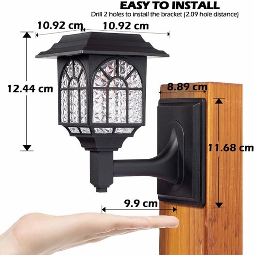 Solar Fence Lights Solar Lights Outdoor Garden LED Solar Powered Outdoor Wall Lights Waterproof Decor for Patio Yard Warm White 2 Pack