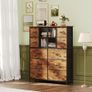 Dresser for Bedroom with 10 Fabric Drawers, Tall Chest of Dreawers, Storage Organizer Closet, Wooden Top, Metal Frame, Mesh Door, Rustic Brown Image 7