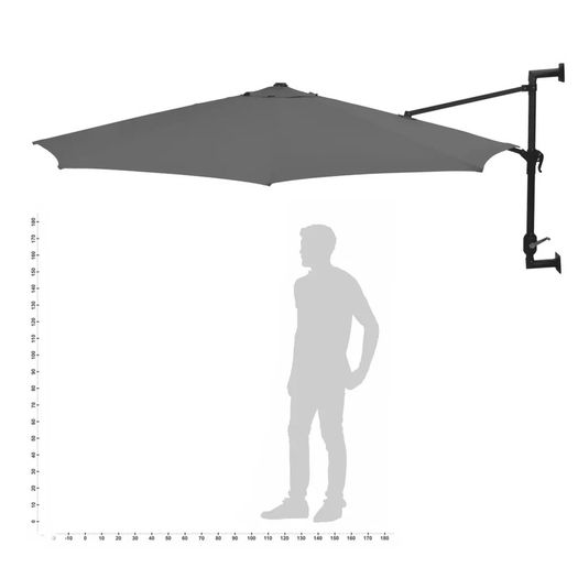 Wall-Mounted Parasol with Metal Pole 300 cm Anthracite
