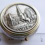 Vintage Wien Vienna Pill Box Pewter Top Trinket Box Travelers Souvenir Image 7
