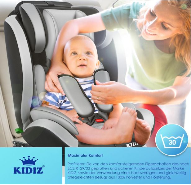 Kidiz Universal Car Seat - 9kg-36kg - 5-point safety belt