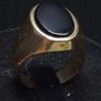 Vintage Egyptian 14K Solid Gold Black Onyx Signet Ring  Heavy Statement Ring Image 3