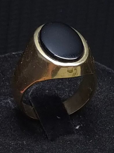 Vintage Egyptian 14K Solid Gold Black Onyx Signet Ring  Heavy Statement Ring