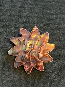 Vintage silver plated abalone brooch