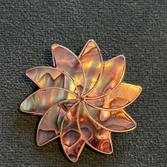 Vintage silver plated abalone brooch