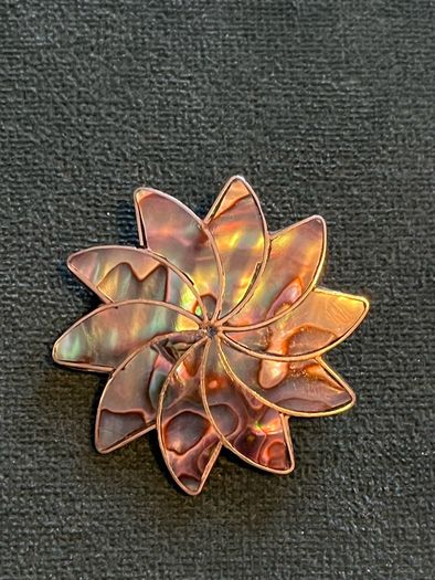 Vintage silver plated abalone brooch