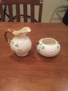 Antique Milk & Sugar Belleek Black Mark