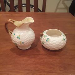 Antique Milk & Sugar Belleek Black Mark