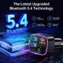Bluetooth 5.4 FM Transmitter Car Adapter 48W (PD 36W & 12W) [Light Switch] [HiFi Bass Sound] [Fast Charging] Wireless Radio Music Adapter LED Display Hands-Free Calling Support USB Drive Image 2