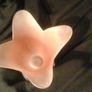 Pink tulip shaped frosted glass vase. Image 4