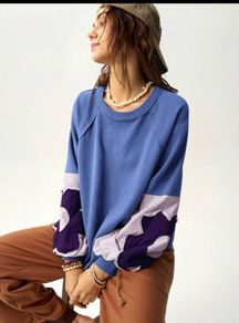 Fab Bohemela Blue Sweatshirt Size XL