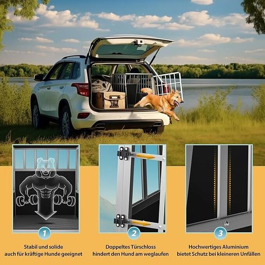 XXL Dog Transport Box Aluminium Dog Box Trunk Robust Lockable Trapezoidal