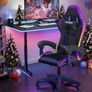 Gaming Chair with RGB Lights, Gaming Armchair with Headrest and Lumbar Support, Ergonomic Gaming Chair for Gaming Room, Teenagers With RGB, Black Image 2