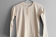 New Dunnes Stores Cream Ribbed Henley Long Sleeve Top