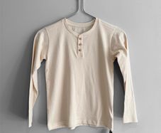 New Dunnes Stores Cream Ribbed Henley Long Sleeve Top