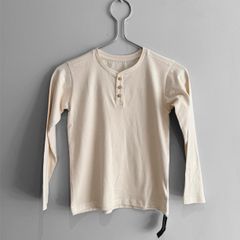 New Dunnes Stores Cream Ribbed Henley Long Sleeve Top