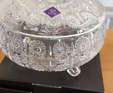 Bohemia Crystal Bonbonniere with Cover and Legs -Hand Cut -