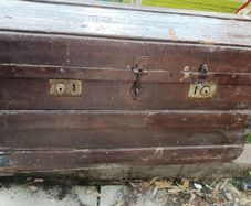 Wooden and metal domed steamer chest