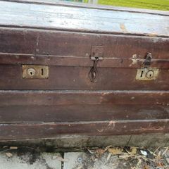 Wooden and metal domed steamer chest