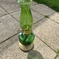 Vintage Green Glass Oil Lamp Brand New
