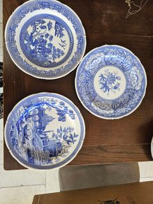 Vintage Spode Blue Room Collection Wall Plates (Set of 3) Willow, Rome, Floral
