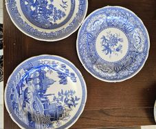 Vintage Spode Blue Room Collection Wall Plates (Set of 3) Willow, Rome, Floral