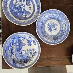 Vintage Spode Blue Room Collection Wall Plates (Set of 3) Willow, Rome, Floral