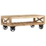 Coffee Table with Wheels Solid Mango Wood 110x50x37 cm Image 3