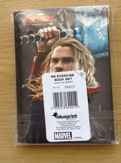 Marvel A6 exercise book set, still in original packaging