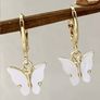 Butterfly Hoop Earrings Delicate Mother-of-Pearl Dangles Image 7