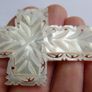 Vintage Dainty Round Star Carved White Mother of Pearl MOP Shell Pendant Image 8