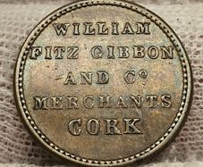 Ireland 19th Century William Fitz Ribbon and Co. Merchants Cork Farthing Beautiful Condition!