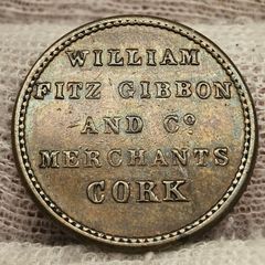 Ireland 19th Century William Fitz Ribbon and Co. Merchants Cork Farthing Beautiful Condition!