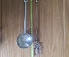 antique brass toasting fork and ladle