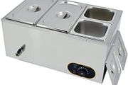 1500W Food Warmer Stainless Steel Steam Table Temperature Control for Catering and Restaurant, GN 1/3x2, 1/6x2 Pans with Lids