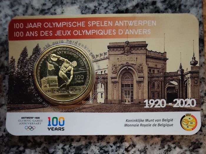 Belgium 2.5 Euro Base Metals Brilliant Uncirculated Coin 2020 - 100 years Olympic Games Antwerp - Belgian Coincard Catalogue
