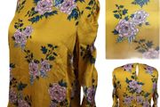 V By Very Ladies Mustard Yellow Floral Blouse With Long Rushed Sleeves Uk 16