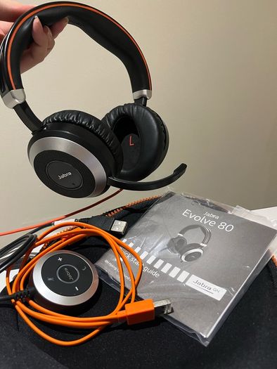 NEW Jabra Evolve80 Noice cancelling headphones black MS stereo headset