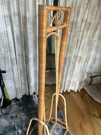 Vintage-Style Rattan Full-Length Floor Mirror (Boho/Cheval Style)